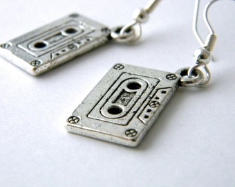 Cassette Tape Earrings Silver Color Dangle Earrings