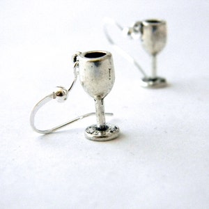 Wine Glass Earrings Silver Color Dangle Earrings Wine Cup Earrings Three Dimensional 3D