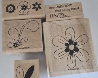 Stampin Up Friendship Blooms Set of 5 Gently Used Stamps