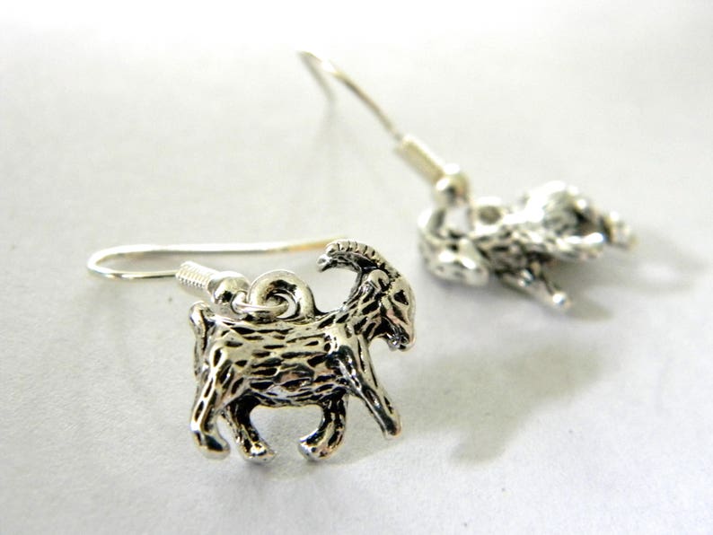 Goat Earrings Silver Color Dangle Earrings Animal Earrings Three Dimensional