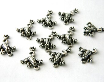 Frog Charms Set of 10 Silver Color 20x17mm
