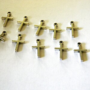 Simple Cross Charms Set of 10 Silver Color 18x10mm Double Sided image 4