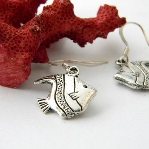 Tropical Fish Earrings Silver Color Dangle Earrings