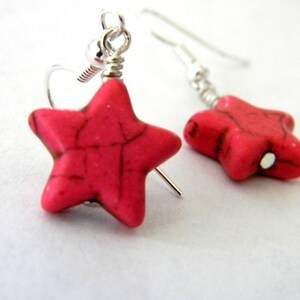 Pink Star Dangle Earrings Stone Earrings 15mm