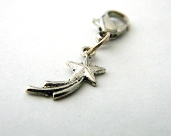 Shooting Star Charm with Lobster Clasp Silver Color Charm Dangle