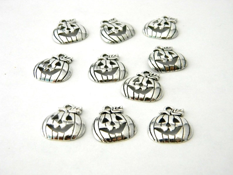 Pumpkin Charms Set of 10 Silver Tone 18x16mm Halloween Charms - Etsy