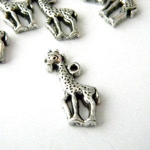Giraffe Charms Set of 10 Silver Color 25x10mm image 3