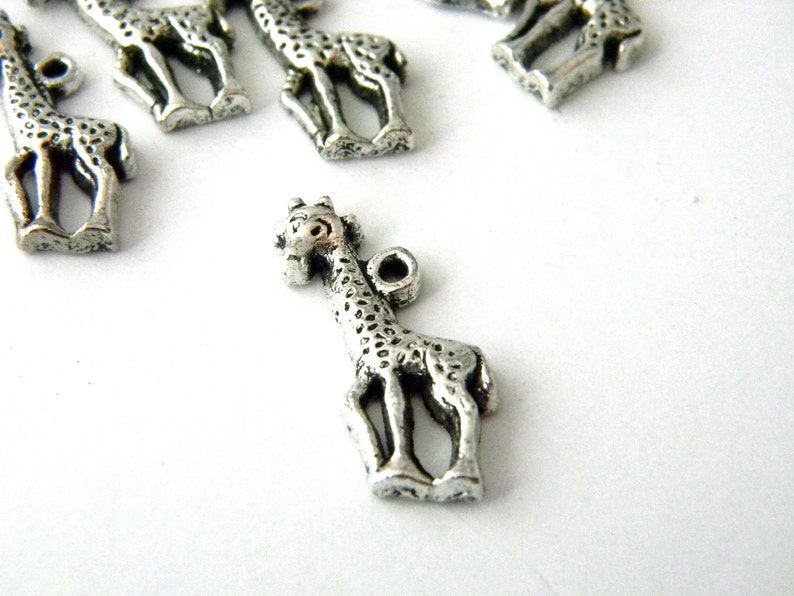 Giraffe Charms Set of 10 Silver Color 25x10mm image 3