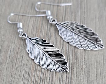 Leaf Earrings Silver Color Dangle Earrings