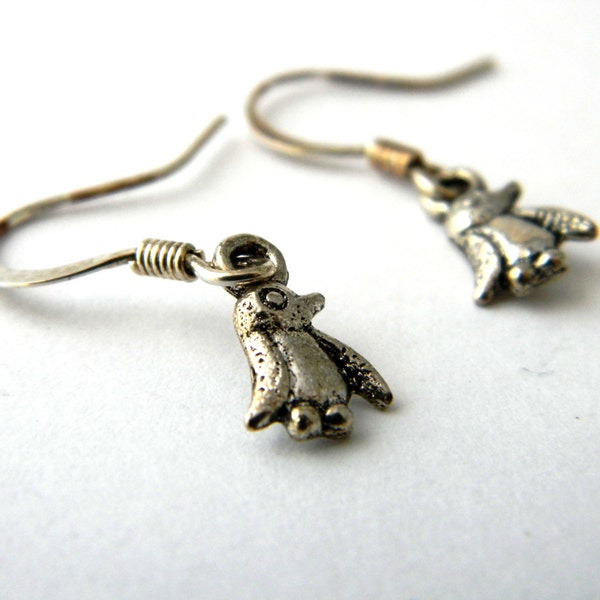 Tiny Penguin Earrings Silver Color Dangle Earrings