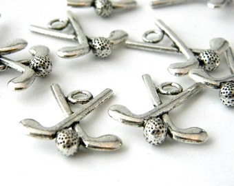 Golf Club Charms Set of 10 Silver Color 25x20mm