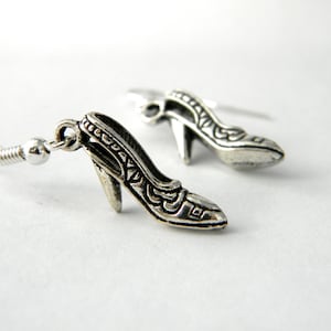 High Heel Shoe Earrings Silver Color Dangle Earrings