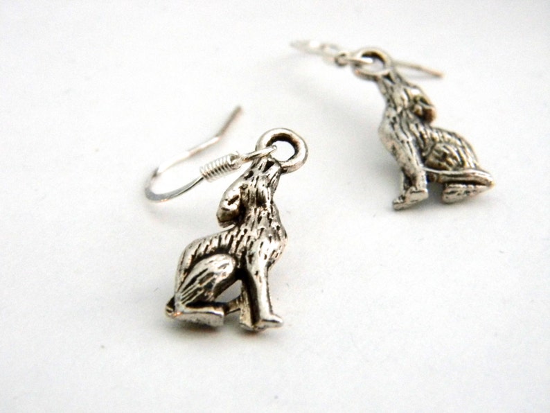 Wolf Earrings Silver Color Dangle Earrings image 3