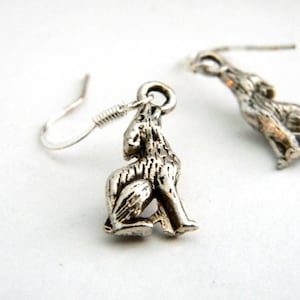 Wolf Earrings Silver Color Dangle Earrings image 1