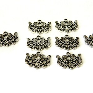 Mom Charms Set of 8 Silver Color 17x20mm image 2