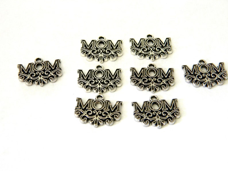 Mom Charms Set of 8 Silver Color 17x20mm image 2