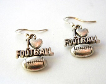 I Love Football Earrings Silver Color Dangle Earrings