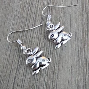 Silver Rabbit Earrings Dangle Earrings