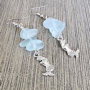 Light Blue Sea Glass Mermaid Earrings