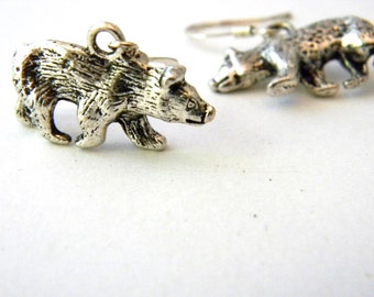 Pendientes de oso Color plata Pendientes colgantes tridimensionales