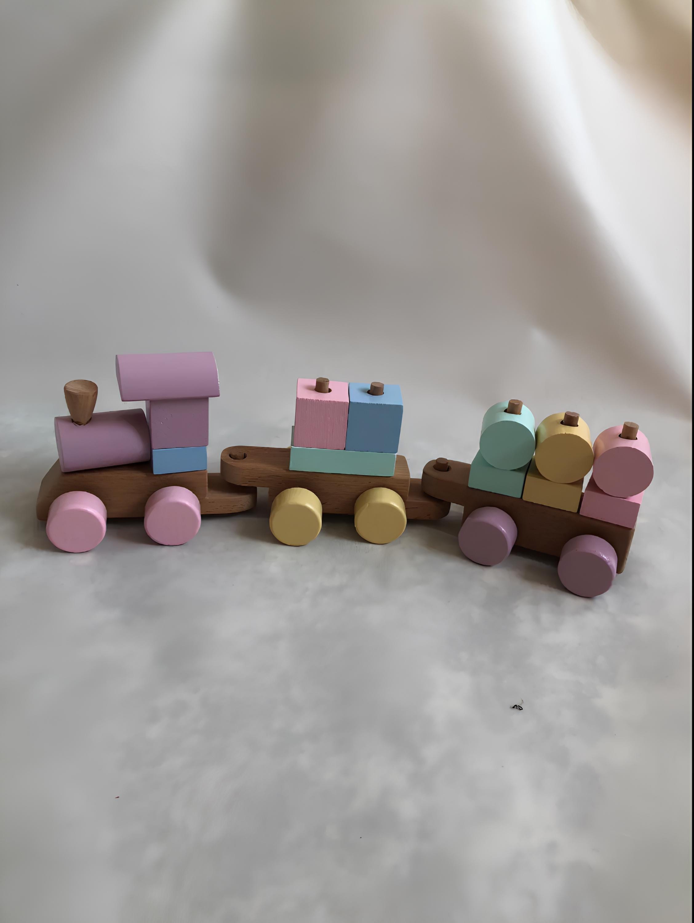 Huffty Raa Raa Train Set Christmas Wooden Toy Train Set for Toddlers – Locomotive & Carriages ...