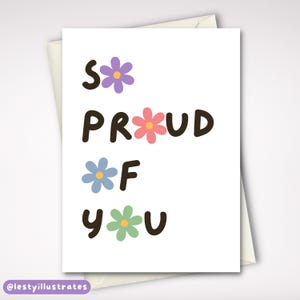 Carte de voeux de gratitude - Carte d'affirmation colorée - Carte de récupération - Tellement fier de vous