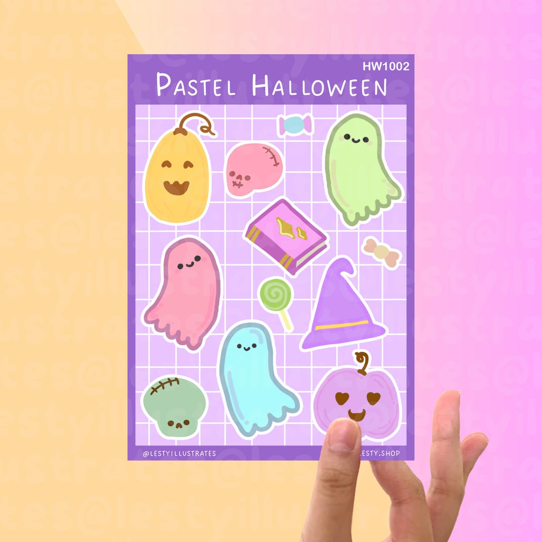 Pastel Halloween Sticker Sheet Cute Sticker Set Spooky Season Gift - Etsy
