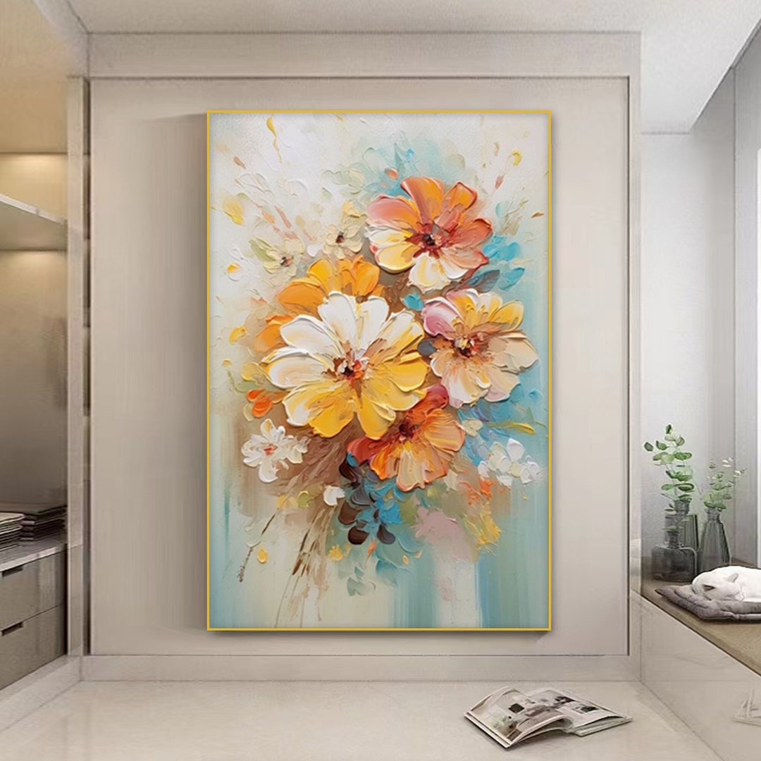 Original Flower Oil Painting on Canvas Large Abstract 3D Textured ...