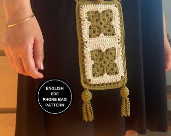 Crochet Phone Bag Pattern, Crossbody Purse, Handmade Phone Pouch (PDF Download)