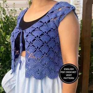Crochet Vest Pattern: Women&#39;s Summer Lace Waistcoat (PDF Download)