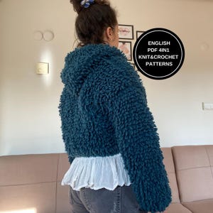 4in1 Crochet Cardigan Pattern: Rose Motif Knit Jacket (PDF Pattern)