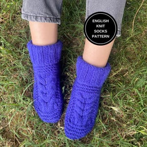 Easy Socks Pattern Beginner PDF Women Pattern Soft Wool Basic Knitting Cozy Handmade Slipper Chunky Knit Winter House Shoes Gift for Mom