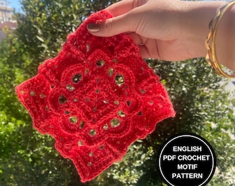 Crochet Granny Square Motif Pattern, 3d Flower Sweater, Floral Afghan (PDF Digital Download)