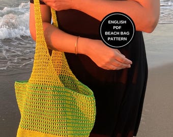 Patrón de bolso de playa de crochet, bolso de mano hecho a mano (Descarga PDF)