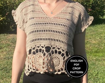 Lace Crochet Crop Top Pattern: Easy Beginner Knit Blouse (PDF Pattern)