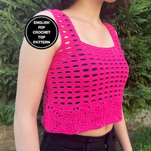 Crochet Singlet Pattern: Summer Top for Women, Handmade Tee, Beach Cover Up, Cotton Crop