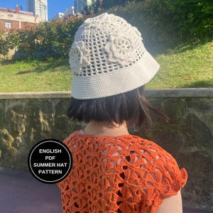 Crochet Summer Hat Pattern, Women's Brim Sun Hat, Handmade Cotton Bucket (PDF Download)