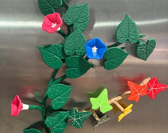 English Ivy & Morning Glory Fridge Magnets | Articulating Vines