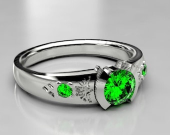 Custom Ring for Lauren - Lab Emerald Zelda Inspired Ring