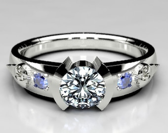 Fate's Comet - Fantasy Engagement Ring - Made in Silver, Gold, or Palladium - Moissanite Gamer Engagement Ring