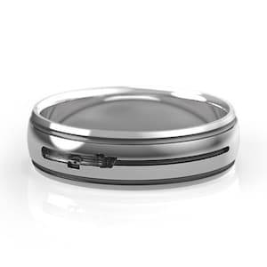 Silver Unisex Darth Vader Lightsaber Wedding Ring, Nerdy Wedding Band