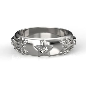 The Oathkeeper Men's Ring in Platinum, Gold, or Silver - Unisex Keyblade Paopu Ring Kingdom Hearts