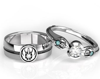 Star Wars Jedi Order Inspired Matching Wedding Ring Set - Geek Engagement Rings