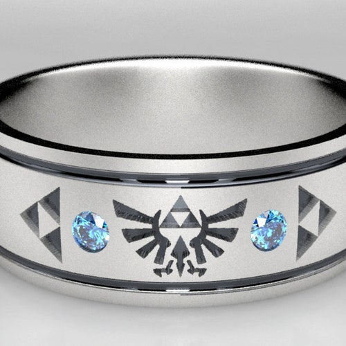 Legend of Zelda Inspired Geeky Wedding Ring Triforce Emerald Etsy