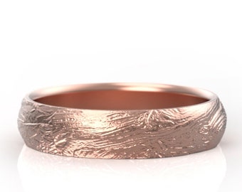 Bristlecone Pine Bark Gold Wedding Band – Nature Inspired Ring, 5mm