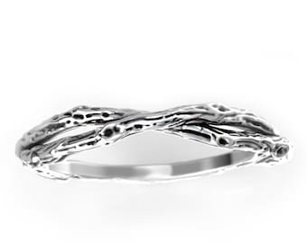 White Gold Twig Ring – Nature Inspired Vine Wedding Band