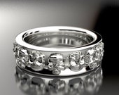 Wide Skull Ring in Sterling Silver - Gothic Ring