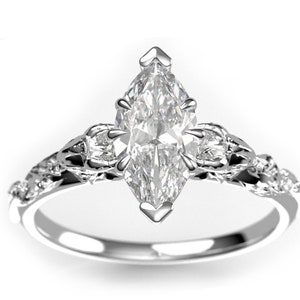 The Dragon Slayer Ring for Women in White Gold or Platinum - 1 Carat Moissanite Viking Solitaire Ring