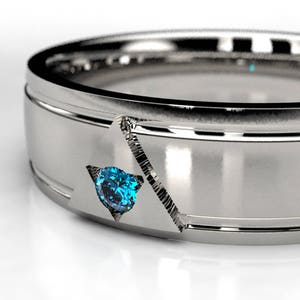 Zelda Blue Diamond Ring, Legend of Zelda Wide Wedding Band image 1