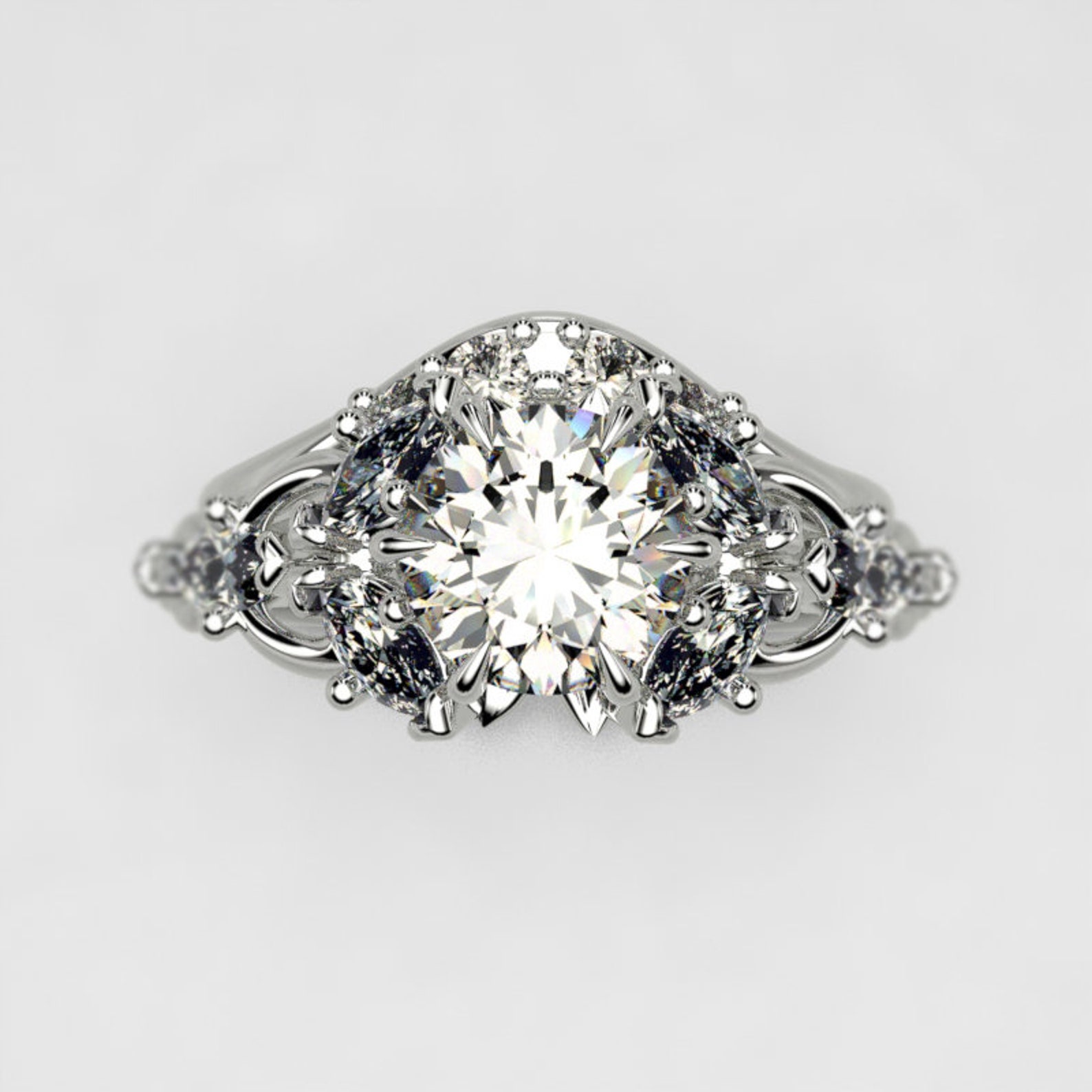 Elvish Wedding Ring Set With 6.0 Mm Moissanite Elven Fantasy - Etsy